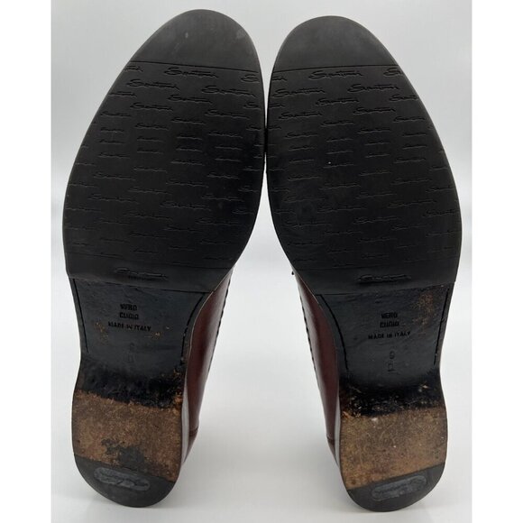 Santoni Italy Handmade Stitched Brown Leather Kiltie Tassell Loafers Men Size 9D - Picture 11 of 11